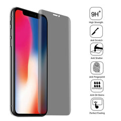 For iPhone X 0.3mm 9H Surface Hardness 3D Privacy Anti-glare Non-full Screen Tempered Glass Screen Protector, For X