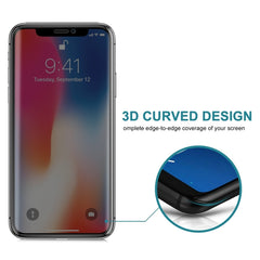 For iPhone X 0.3mm 9H Surface Hardness 3D Privacy Anti-glare Non-full Screen Tempered Glass Screen Protector, For X