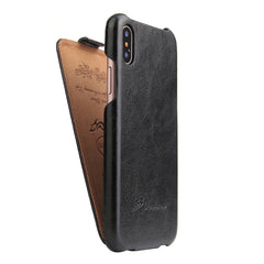 For iPhone X / XS Fierre Shann Retro Oil Wax Texture Vertical Flip PU Leather Case, For iPhone X / XS