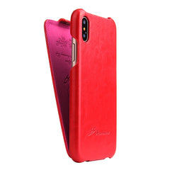 For iPhone X / XS Fierre Shann Retro Oil Wax Texture Vertical Flip PU Leather Case, For iPhone X / XS