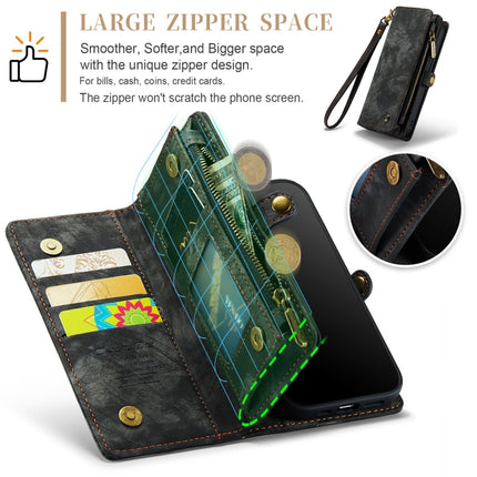 Para iPhone X / XS CaseMe-008 Funda de cuero con tapa trasera desmontable con absorción magnética de TPU + PC con soporte, ranuras para tarjetas, billetera con cremallera y marco para fotos
