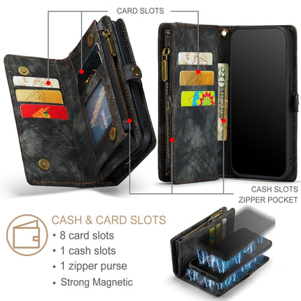 Para iPhone X / XS CaseMe-008 Funda de cuero con tapa trasera desmontable con absorción magnética de TPU + PC con soporte, ranuras para tarjetas, billetera con cremallera y marco para fotos