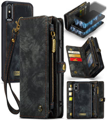 Für iPhone X / XS CaseMe-008 TPU + PC Magnetische Absorption Abnehmbare Rückabdeckung Horizontal Flip Ledertasche mit Halter &amp; Kartenfächer &amp; Reißverschluss-Geldbörse &amp; Bilderrahmen