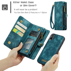 Für iPhone X / XS CaseMe-008 TPU + PC Magnetische Absorption Abnehmbare Rückabdeckung Horizontal Flip Ledertasche mit Halter &amp; Kartenfächer &amp; Reißverschluss-Geldbörse &amp; Bilderrahmen