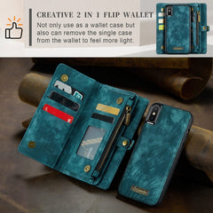 Für iPhone X / XS CaseMe-008 TPU + PC Magnetische Absorption Abnehmbare Rückabdeckung Horizontal Flip Ledertasche mit Halter &amp; Kartenfächer &amp; Reißverschluss-Geldbörse &amp; Bilderrahmen