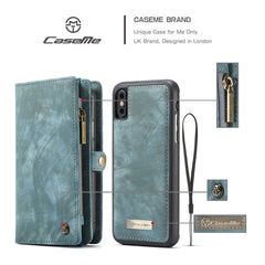 For iPhone X / XS CaseMe-008 TPU + PC Magnetic Absorption Detachable Back Cover Horizontal Flip Leather Case with Holder & Card Slots & Zipper Wallet & Photo Frame