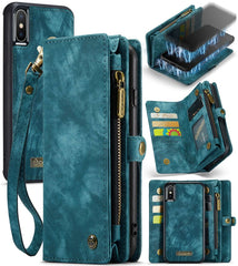 Für iPhone X / XS CaseMe-008 TPU + PC Magnetische Absorption Abnehmbare Rückabdeckung Horizontal Flip Ledertasche mit Halter &amp; Kartenfächer &amp; Reißverschluss-Geldbörse &amp; Bilderrahmen