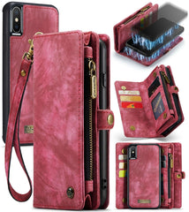 Für iPhone X / XS CaseMe-008 TPU + PC Magnetische Absorption Abnehmbare Rückabdeckung Horizontal Flip Ledertasche mit Halter &amp; Kartenfächer &amp; Reißverschluss-Geldbörse &amp; Bilderrahmen