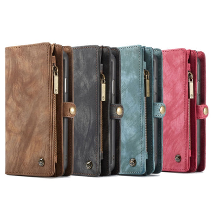 Para iPhone X / XS CaseMe-008 Funda de cuero con tapa trasera desmontable con absorción magnética de TPU + PC con soporte, ranuras para tarjetas, billetera con cremallera y marco para fotos