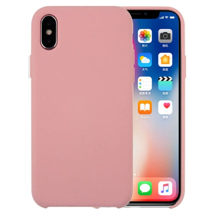 For iPhone X / XS Pure Color Liquid Silicone + PC Dropproof Protective Back Cover Case, For X, X