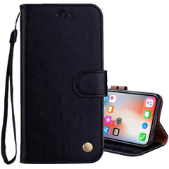 Für iPhone X / XS Business Style Ölwachstextur Horizontal Flip Ledertasche mit Halter &amp; Kartenfächern &amp; Geldbörse, Für iPhone X