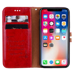 Für iPhone X / XS Business Style Ölwachstextur Horizontal Flip Ledertasche mit Halter &amp; Kartenfächern &amp; Geldbörse, Für iPhone X