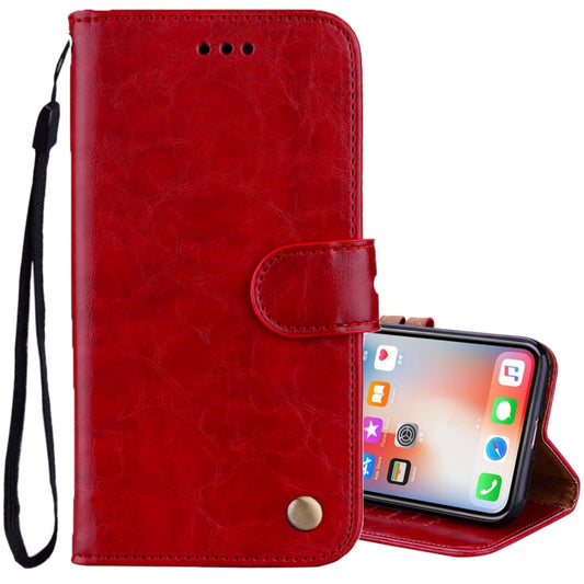 For iPhone X / XS Business Style Oil Wax Texture Horizontal Flip Leather Case with Holder & Card Slots & Wallet, For iPhone X