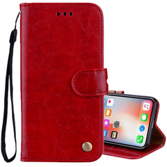 Für iPhone X / XS Business Style Ölwachstextur Horizontal Flip Ledertasche mit Halter &amp; Kartenfächern &amp; Geldbörse, Für iPhone X