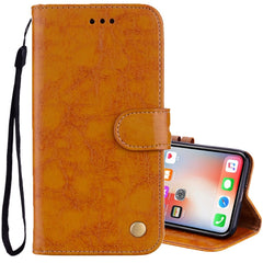 Für iPhone X / XS Business Style Ölwachstextur Horizontal Flip Ledertasche mit Halter &amp; Kartenfächern &amp; Geldbörse, Für iPhone X