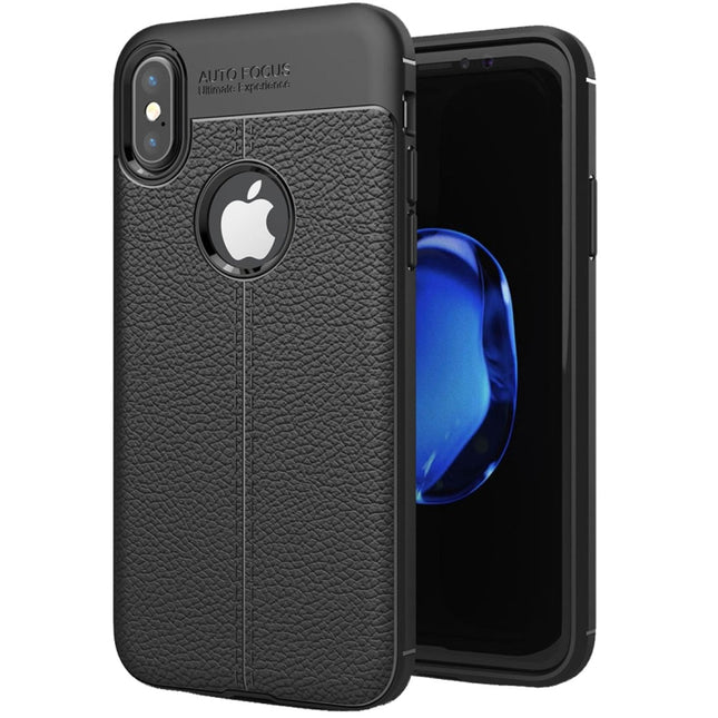 Funda protectora trasera de TPU con textura de lichi para iPhone X/XS, para X