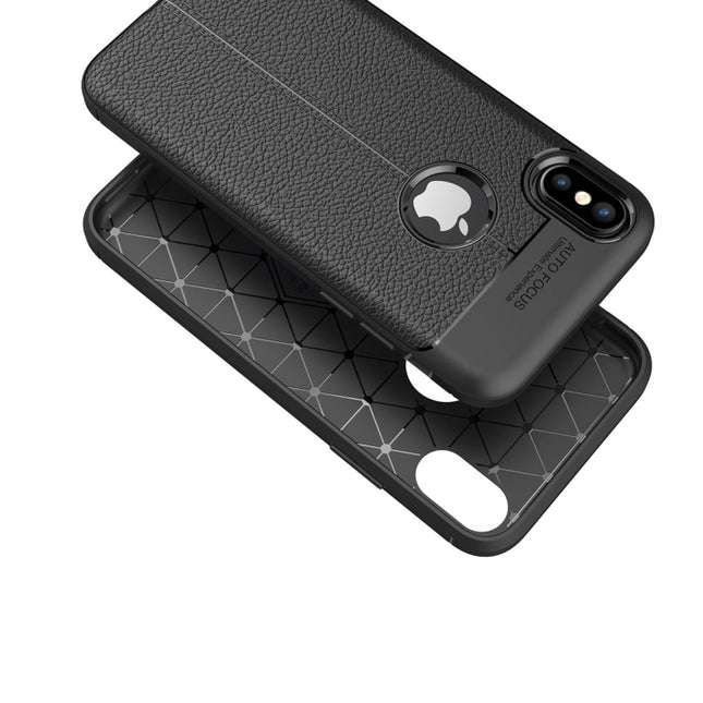 Funda protectora trasera de TPU con textura de lichi para iPhone X/XS, para X