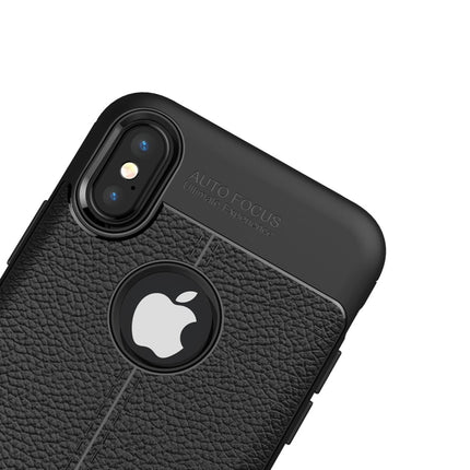 For iPhone X / XS Litchi Texture TPU Protective Back Cover Case, For X