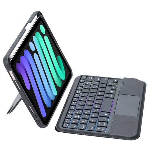 T06-AS For iPad mini6 / mini 7 Touch Backlight Split Type Bluetooth Keyboard Leather Case, T06-AS