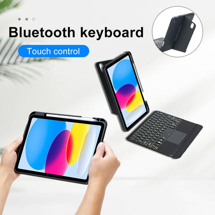 T10-AS For iPad 11 2025 / iPad 10th Gen 10.9 2022 Touch Backlight Split Type Bluetooth Keyboard Leather Case, T10-A