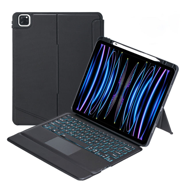 T129-AS For iPad Air 13 2025 / Pro 12.9 2022 / 2021 / 2020 / 2018 Touch Backlight Split Type Bluetooth Keyboard Leather Case, T129-AS
