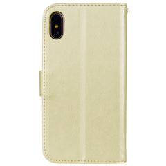 Funda de piel sintética con tapa horizontal con relieve en rosa para iPhone XS Max, con soporte, ranuras para tarjetas y billetera, para XS Max