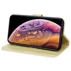 Funda de piel sintética con tapa horizontal con relieve en rosa para iPhone XS Max, con soporte, ranuras para tarjetas y billetera, para XS Max