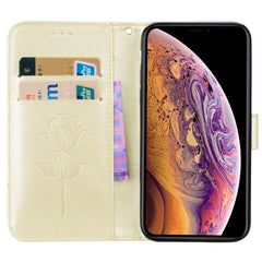 Funda de piel sintética con tapa horizontal con relieve en rosa para iPhone XS Max, con soporte, ranuras para tarjetas y billetera, para XS Max
