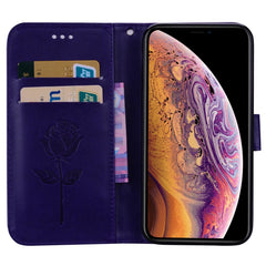 For iPhone XS Max Rose Embossed Horizontal Flip PU Leather Case with Holder & Card Slots & Wallet, For XS Max