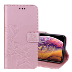 For iPhone XS Max Rose Embossed Horizontal Flip PU Leather Case with Holder & Card Slots & Wallet, For XS Max