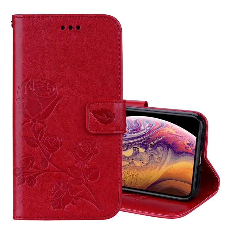 For iPhone XS Max Rose Embossed Horizontal Flip PU Leather Case with Holder & Card Slots & Wallet, For XS Max