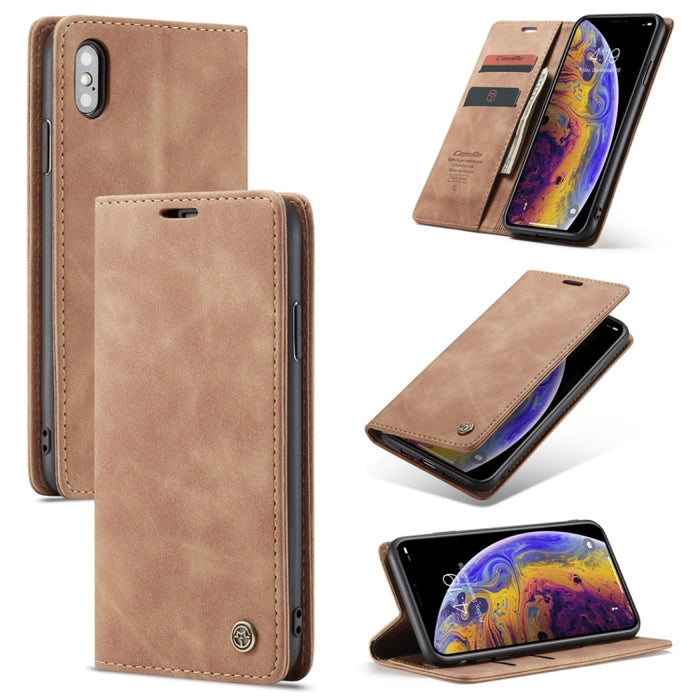 Para iPhone XS Max CaseMe-013 Estuche multifuncional retro de cuero con tapa horizontal esmerilada con ranura para tarjetas, soporte y billetera, para iPhone XS Max
