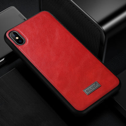 For iPhone XS Max SULADA Shockproof TPU + Handmade Leather Case