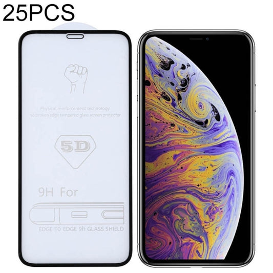 For iPhone XS Max 25pcs 9H 5D Full Glue Full Screen Tempered Glass Film, For iPhone XS Max (25 PCS)