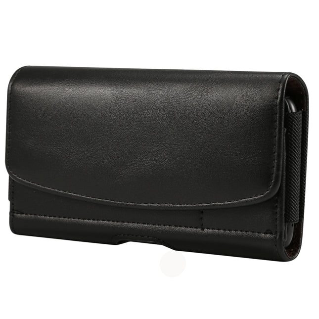 Lambskin Elastic Band Men 5.7-6.0 Inch Mobile Phone Universal Hanging Waist Leather Case with Card Slot, For iPhone XS Max / 8 Plus / 7 Plus / Honor 8X  and Other 5.7-6.0 Inch Mobile Phones