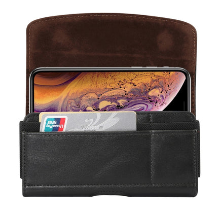Lammleder Gummiband Herren 5,7-6,0 Zoll Handy Universal Hängende Taille Ledertasche mit Kartensteckplatz, für iPhone XS Max / 8 Plus / 7 Plus / Honor 8X und andere 5,7-6,0 Zoll Handys