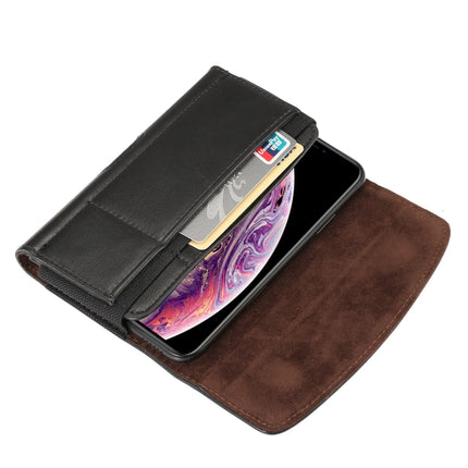 Lammleder Gummiband Herren 5,7-6,0 Zoll Handy Universal Hängende Taille Ledertasche mit Kartensteckplatz, für iPhone XS Max / 8 Plus / 7 Plus / Honor 8X und andere 5,7-6,0 Zoll Handys