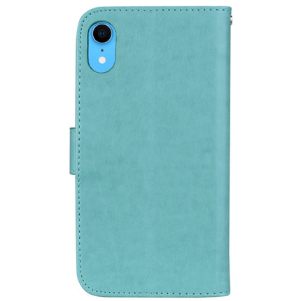 Funda de piel sintética con tapa horizontal con relieve en rosa para iPhone XR, con soporte, ranuras para tarjetas y billetera, para XR