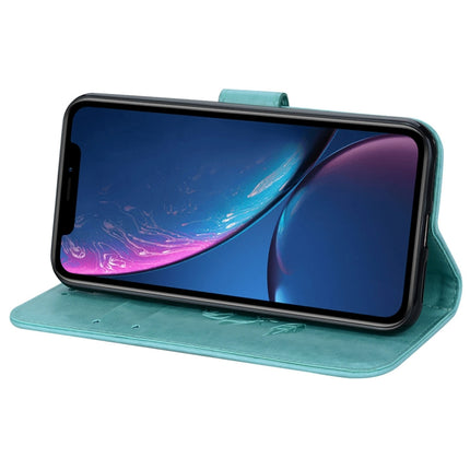 Funda de piel sintética con tapa horizontal con relieve en rosa para iPhone XR, con soporte, ranuras para tarjetas y billetera, para XR