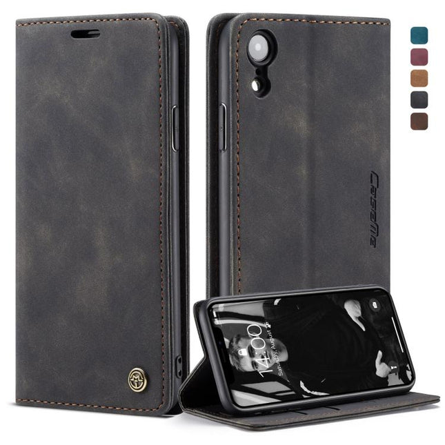 Para iPhone XR CaseMe-013 Funda de cuero multifuncional retro con tapa horizontal esmerilada con ranura para tarjetas, soporte y billetera, para iPhone XR