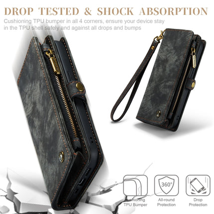 Für iPhone XR CaseMe Abnehmbare multifunktionale horizontale Flip-Ledertasche mit Kartensteckplatz &amp; Halter &amp; Reißverschluss-Geldbörse &amp; Bilderrahmen, Für iPhone XR, Für iPhone XR