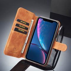 For iPhone XR DG.MING Retro Oil Side Horizontal Flip Case with Holder & Card Slots & Wallet, iPhone XR