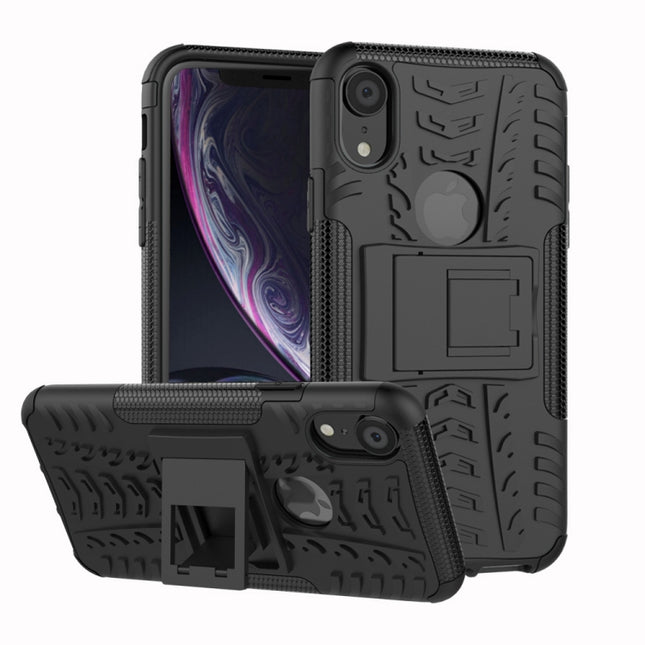 Para iPhone XR Funda a prueba de golpes con textura de neumático TPU + PC con soporte, para iPhone XR, para XR