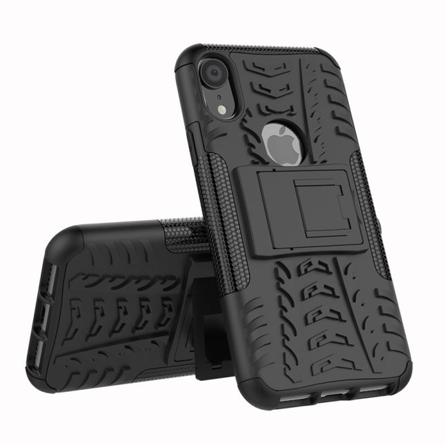 Para iPhone XR Funda a prueba de golpes con textura de neumático TPU + PC con soporte, para iPhone XR, para XR
