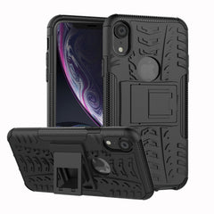For iPhone XR Tire Texture TPU+PC Shockproof Case with Holder, For iPhone XR, For XR