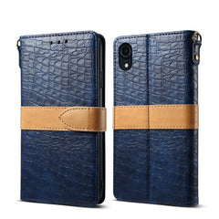 For iPhone XR Splicing Color Crocodile Texture PU Horizontal Flip Leather Case with Wallet & Holder & Card Slots & Lanyard, For iPhone XR