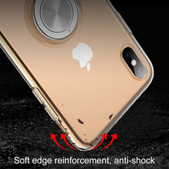 Für iPhone XS, transparente TPU-Metallringhülle mit Metallringhalterung, iPhone XS