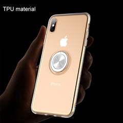 Für iPhone XS, transparente TPU-Metallringhülle mit Metallringhalterung, iPhone XS