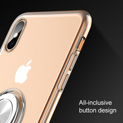 Für iPhone XS, transparente TPU-Metallringhülle mit Metallringhalterung, iPhone XS