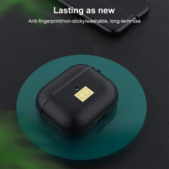 Leather Texture Earphone Protective Case with Hook for AirPods 3